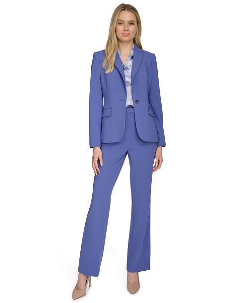 Calvin Klein Women's One-Button Blazer & Straight Leg Pants Women's Fashion Shoes & Accessories