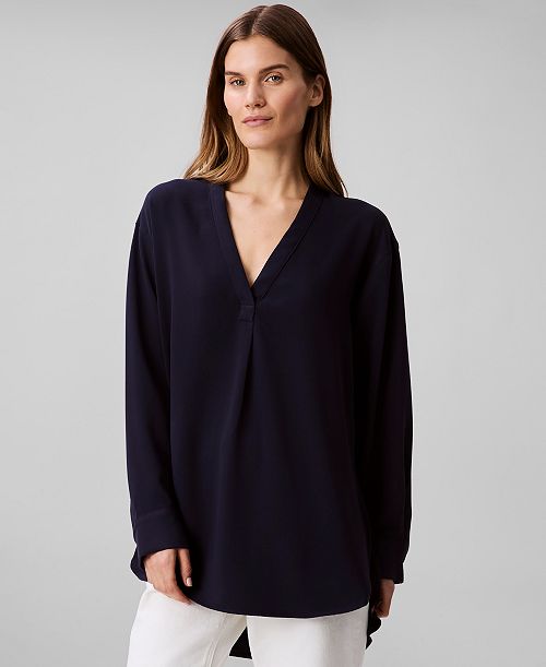 Calvin Klein Women's Relaxed V-Neck Popover Tunic Women's Fashion Shoes & Accessories