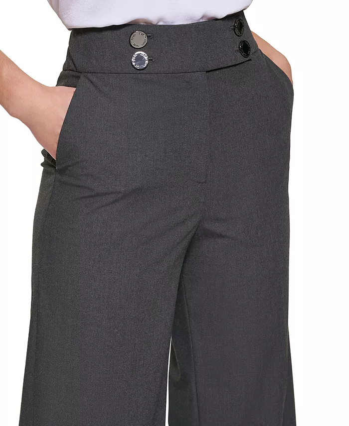Calvin Klein Women's Whitney Button Front Wide Leg Pants Women's Fashion Shoes & Accessories