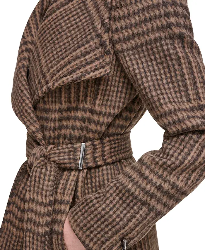 Calvin Klein Womens Asymmetrical Belted Wrap Coat Created For Macys Women's Fashion Shoes & Accessories
