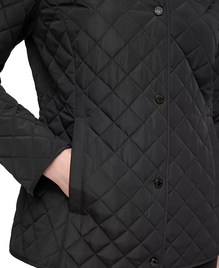 Calvin Klein Womens Collared Quilted Coat Women's Fashion Shoes & Accessories