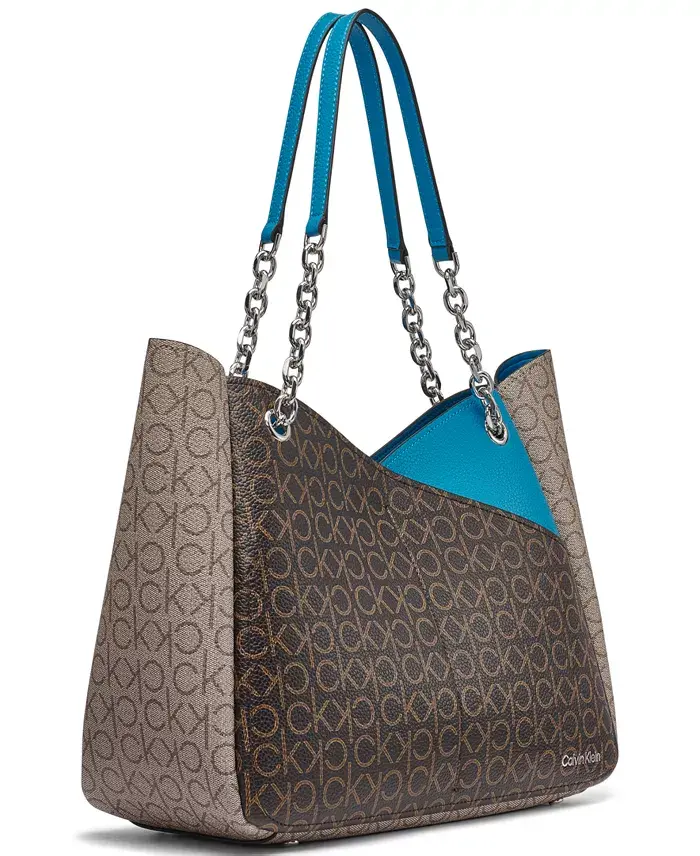 Calvin Klein Zoe Signature Chain Tote Bag Handbags Purses & Accessories