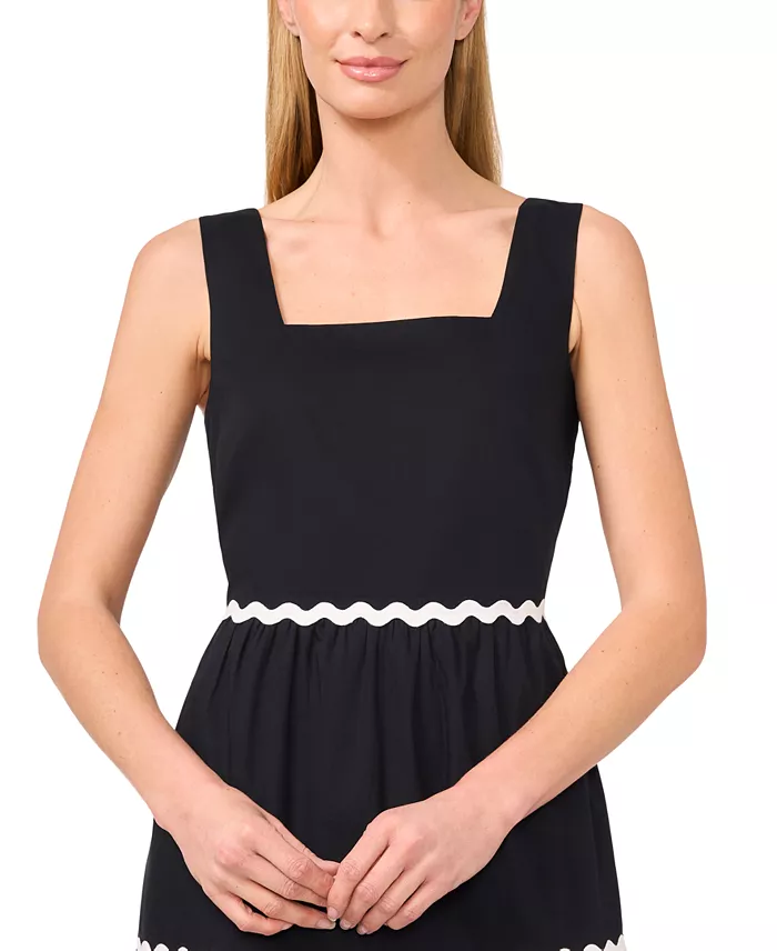 CeCe Women's Cotton Square-Neck Midi Dress Women's Fashion Shoes & Accessories