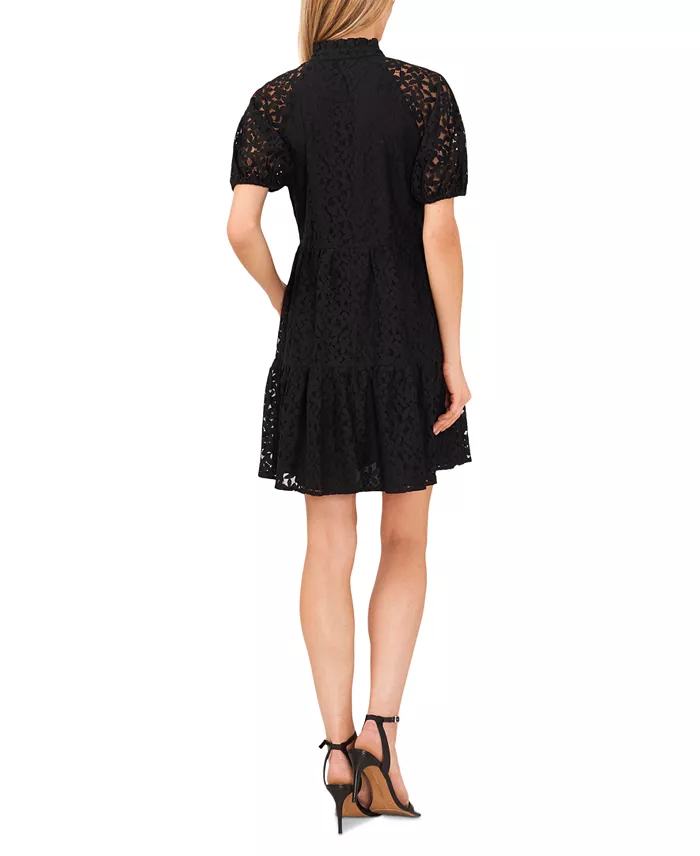 CeCe Women's Lace Babydoll Puff Sleeve Tiered Dress Women's Fashion Shoes & Accessories