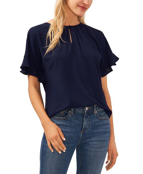 CeCe Women's Short Sleeve Drop Shoulder Wide Scoop Neck Blouse Women's Fashion Shoes & Accessories