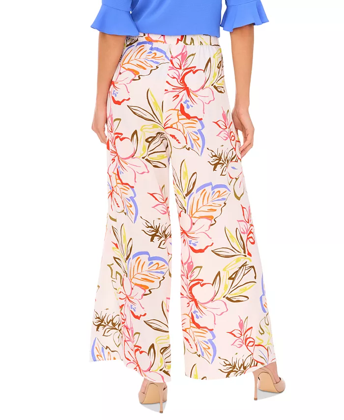 CeCe Women's Tropical-Print Self-Tie Overlap Pants Women's Fashion Shoes & Accessories