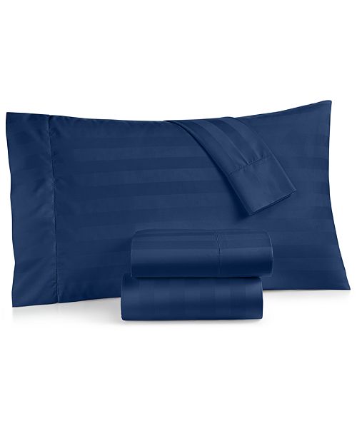 Charter Club 1.5" Stripe 550 Thread Count 100% Cotton 3-Pc. Sheet Set Twin Exclusively at Macy’s Bed & Bath