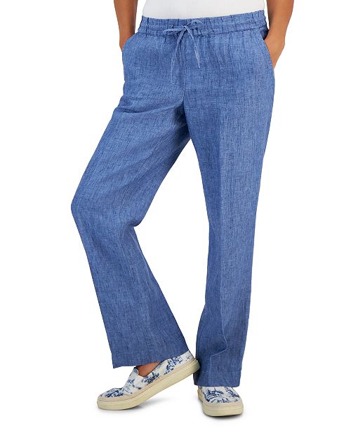 Charter Club Petite 100% Linen Drawstring Pants Created for Macy's Women's Fashion Shoes & Accessories