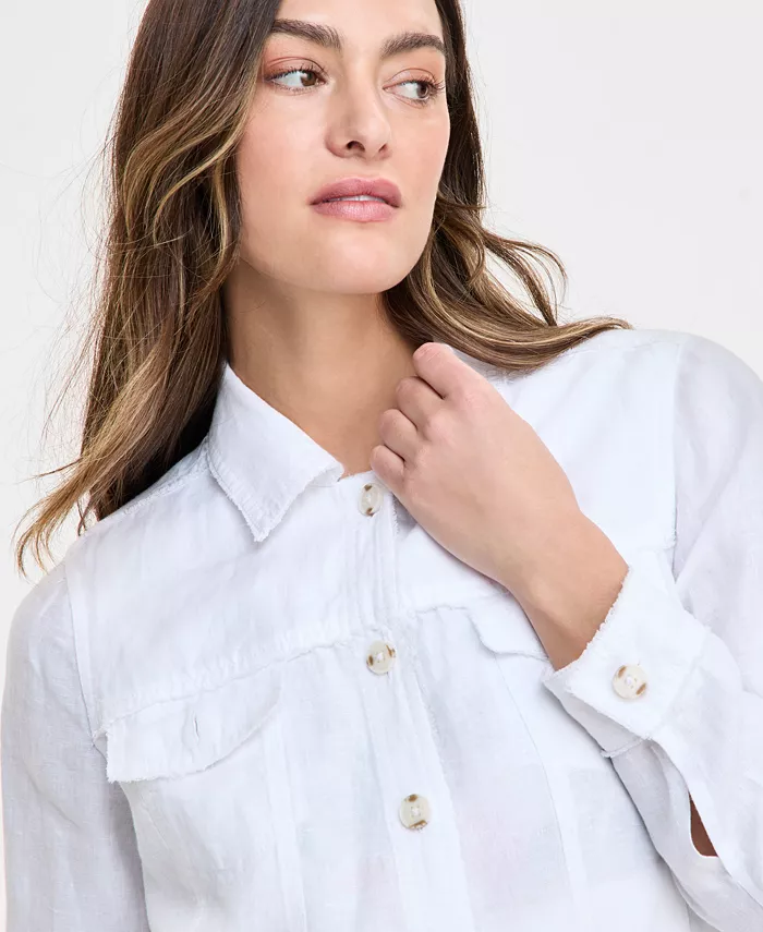 Charter Club Women's 100% Linen Jacket Created For Macy's Women's Fashion Shoes & Accessories