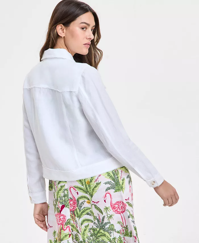 Charter Club Women's 100% Linen Jacket Created For Macy's Women's Fashion Shoes & Accessories