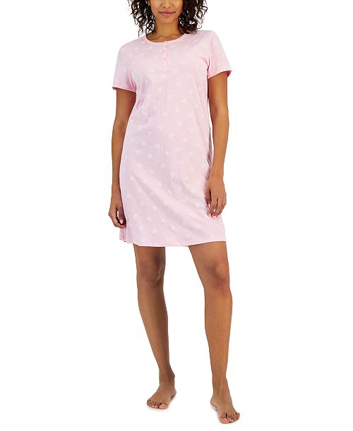 Charter Club Women's Cotton Printed Henley Sleepshirt Created for Macy's Women's Fashion Shoes & Accessories