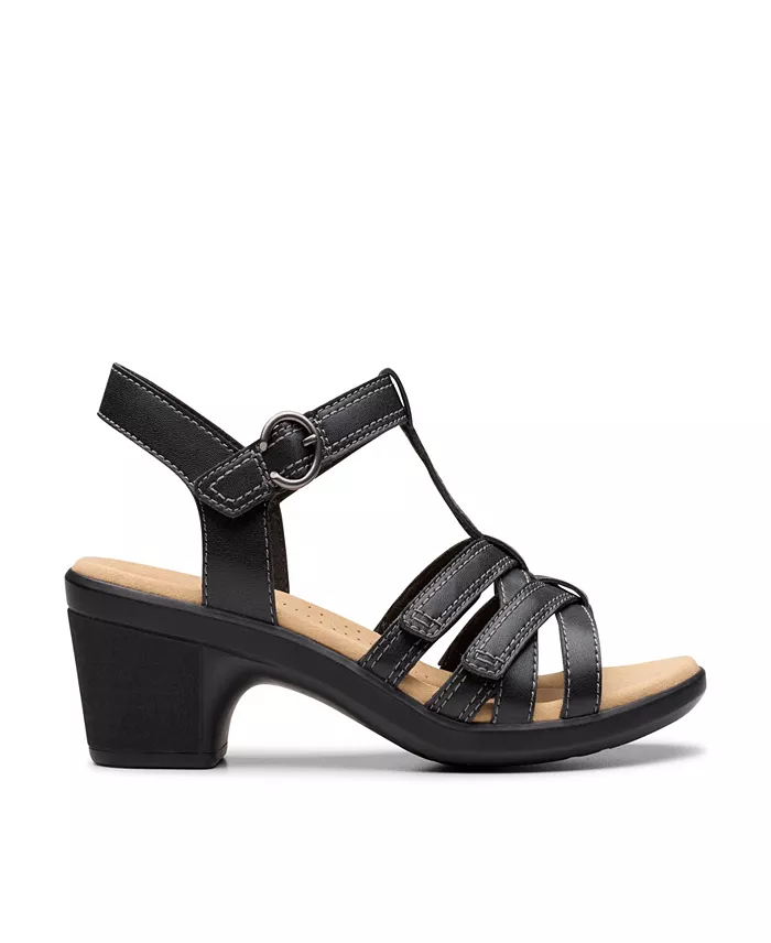 Clarks Emily2 Rose Leather Block Heel Sandals Women's Fashion Shoes & Accessories