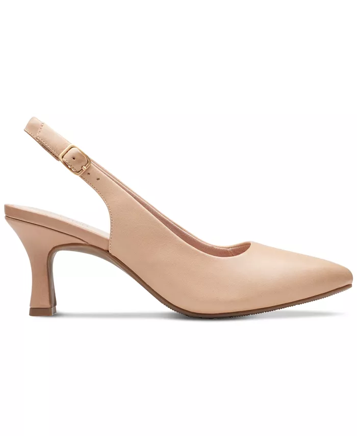 Clarks Kataleyna Pointed Toe Leather Slingback Pumps Women's Fashion Shoes & Accessories