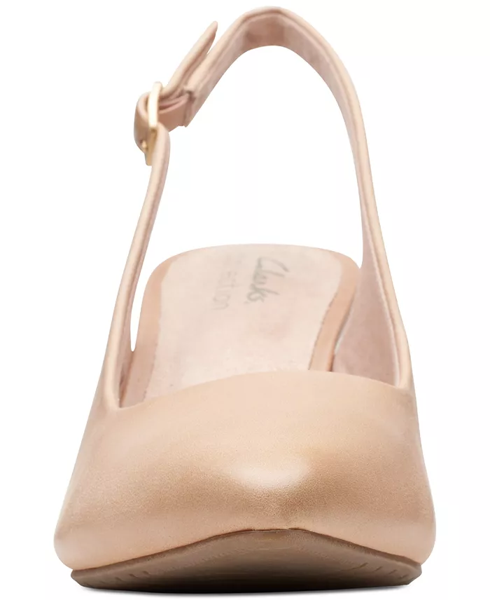 Clarks Kataleyna Pointed Toe Leather Slingback Pumps Women's Fashion Shoes & Accessories