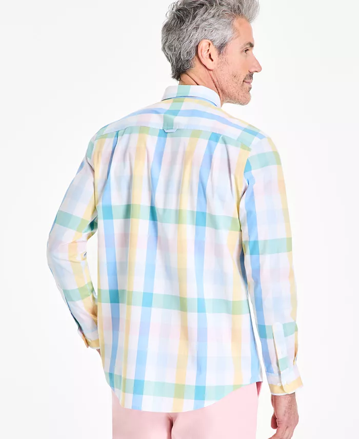 Club Room Men's Brook Regular-Fit Stretch Plaid Button-Down Poplin Shirt Exclusively At Macy's Men's Fashion & Accessories
