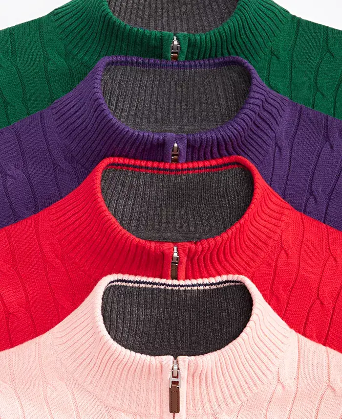 Club Room Men's Cable Knit Quarter-Zip Cotton Sweater Created For Macy's Men's Fashion & Accessories