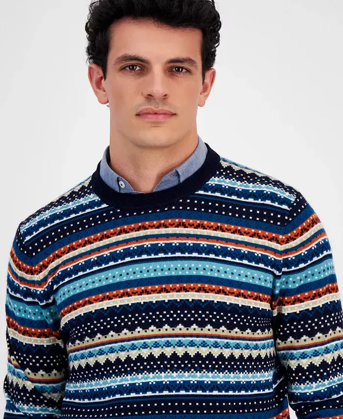Club Room Men's Stripe Merino Crewneck Sweater Created For Macy's Men's Fashion & Accessories