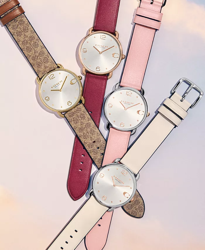 COACH Women's Elliot Blush Leather Strap Watch 36mm Jewelry & Watches