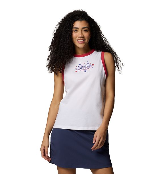 Columbia Women's Rolling Bend Graphic Ringer Tank Top Women's Fashion Shoes & Accessories