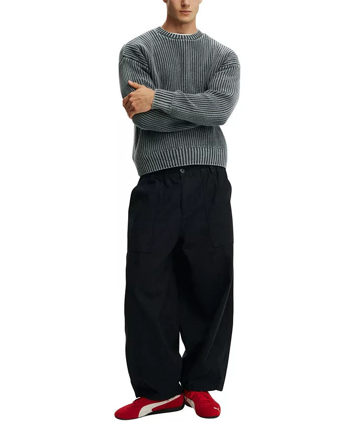 COTTON ON Men's Washed Box Fit Crew Knit Sweater Men's Fashion & Accessories