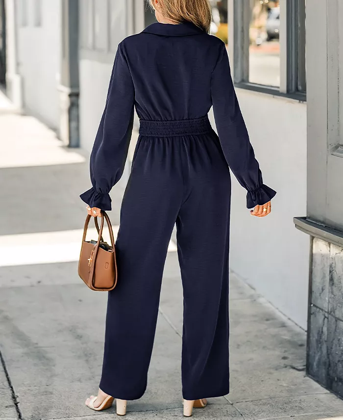 Cupshe Women's Elegant Flowy Cuff V Neck Jumpsuit Created For Macy's Women's Fashion Shoes & Accessories