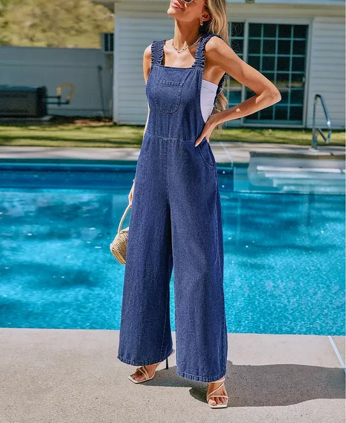 Cupshe Women's Sweet Dreams Blue Jumpsuit Women's Fashion Shoes & Accessories