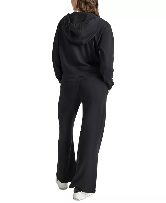 DKNY Sport Women's Cotton-Blend Stud-Logo Full Zip Hoodie Women's Fashion Shoes & Accessories