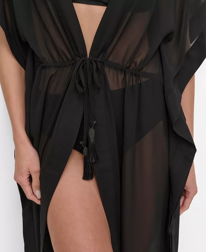 DKNY Women's Tie-Front Cover-Up Kaftan Women's Fashion Shoes & Accessories