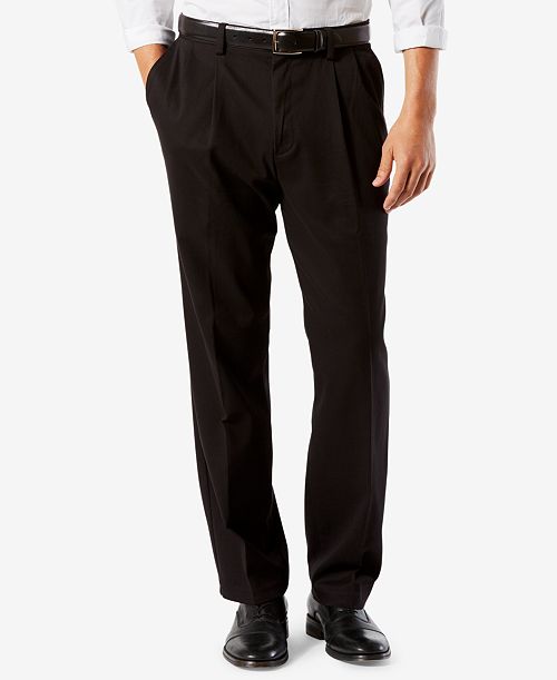 Dockers Men's Easy Classic Pleated Fit Khaki Stretch Pants Men's Fashion & Accessories