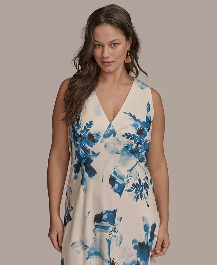 Donna Karan New York Plus Size V-Neck High-Low Dress Women's Fashion Shoes & Accessories
