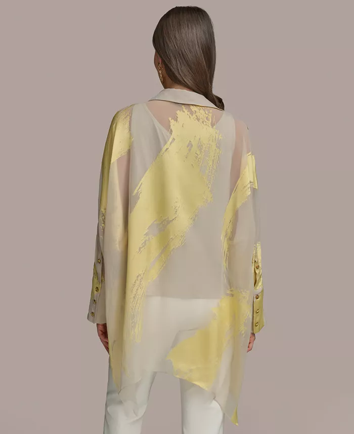 Donna Karan New York Women's Brushstroke Burnout Tunic Women's Fashion Shoes & Accessories