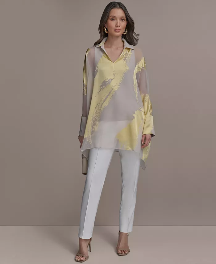 Donna Karan New York Women's Brushstroke Burnout Tunic Women's Fashion Shoes & Accessories