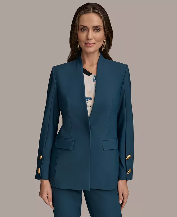 Donna Karan New York Women's Button-Sleeve Blazer Regular & Petite Women's Fashion Shoes & Accessories