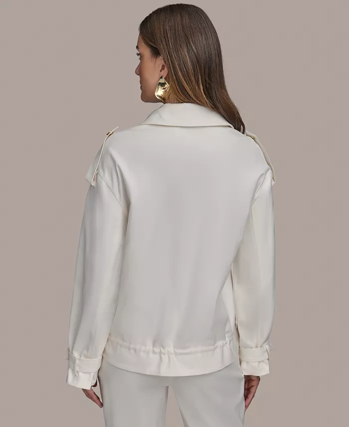Donna Karan New York Women's Cotton-Blend Utility Jacket Women's Fashion Shoes & Accessories