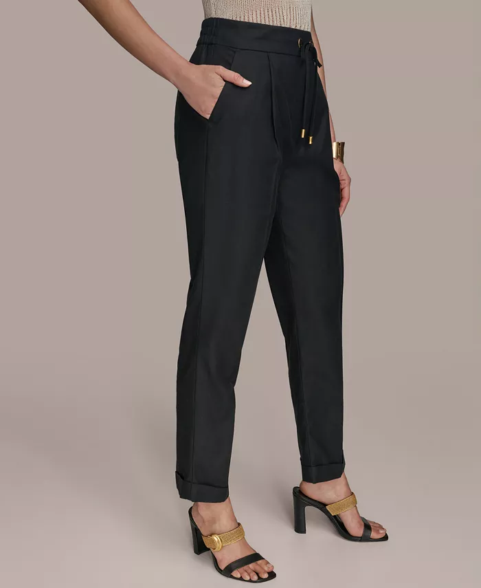 Donna Karan New York Women's Drawstring Cuffed Ankle Pants Women's Fashion Shoes & Accessories