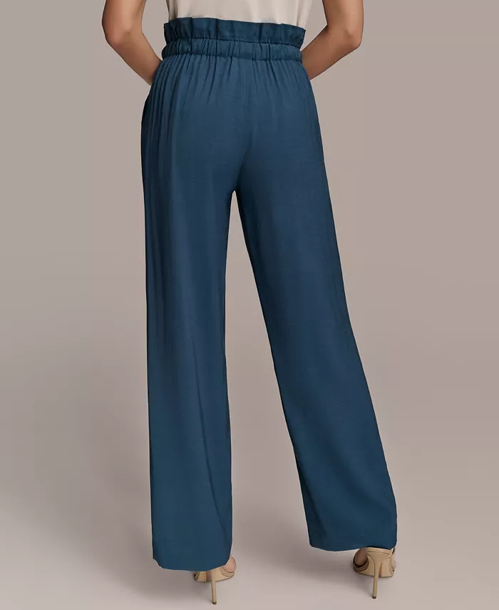 Donna Karan New York Women's Tie Waist Wide-Leg Pants Women's Fashion Shoes & Accessories