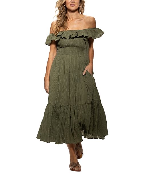 Dotti Women's Cotton On/Off-The-Shoulder Cover-Up Dress Women's Fashion Shoes & Accessories