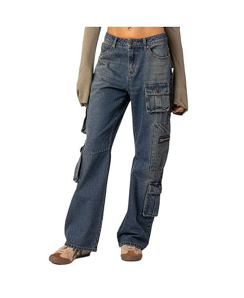 Edikted Women's Baggy boyfriend cargo jeans Women's Fashion Shoes & Accessories