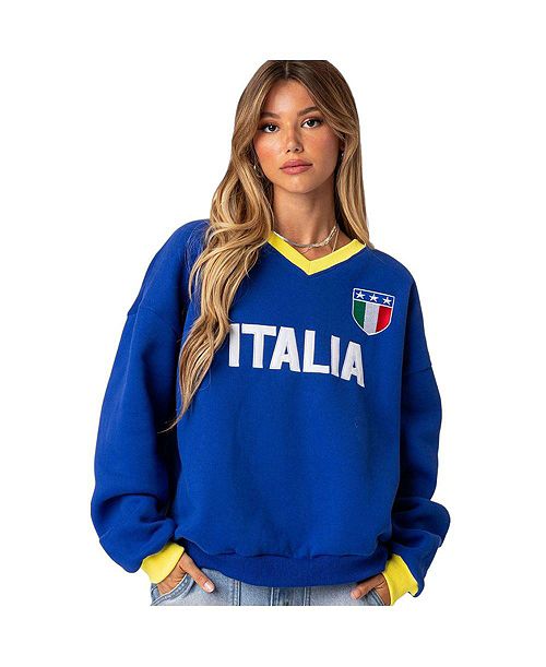 Edikted Women's Italy Oversized Sweatshirt Women's Fashion Shoes & Accessories