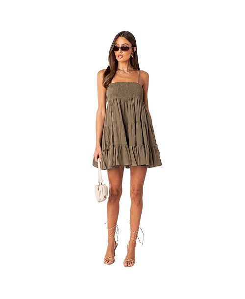 Edikted Women's Oversize Mini Dress With Straps Women's Fashion Shoes & Accessories
