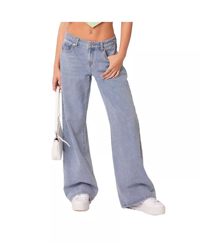 Edikted Women's Raelynn Washed Low Rise Jeans Women's Fashion Shoes & Accessories