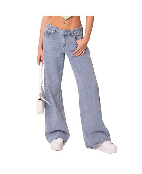 Edikted Women's Raelynn Washed Low Rise Jeans Women's Fashion Shoes & Accessories