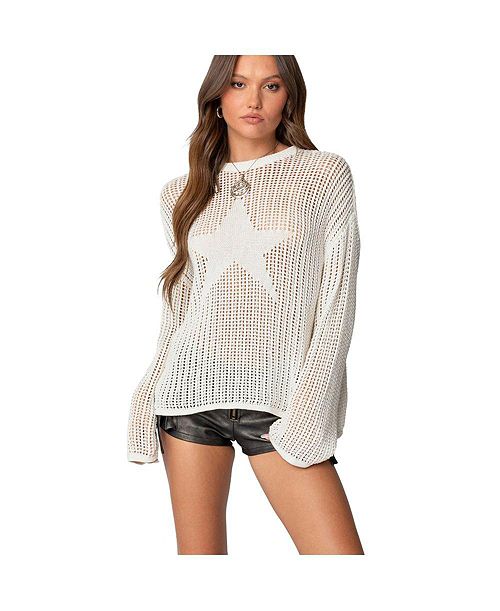 Edikted Women's Seeing Stars Oversized Sweater Women's Fashion Shoes & Accessories
