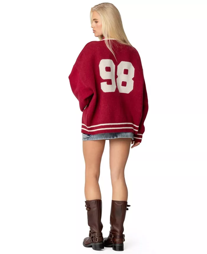 Edikted Womens 98 Varsity Zip Up Sweater Women's Fashion Shoes & Accessories