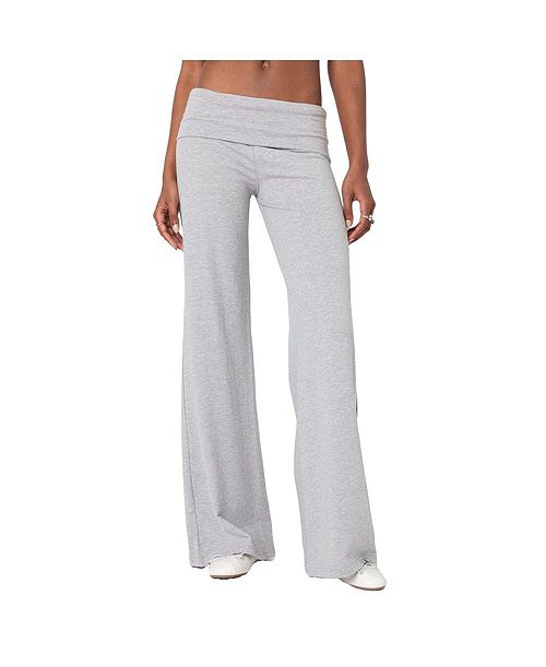 Edikted Womens Wide Leg Fold Over Pants Women's Fashion Shoes & Accessories
