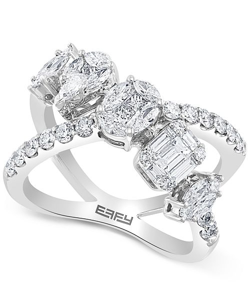 EFFY Collection EFFY® Diamond Multi-Shape Crossover Ring (1-5/8 ct. t.w.) in 18k White Gold or 18k Yellow Gold Jewelry & Watches