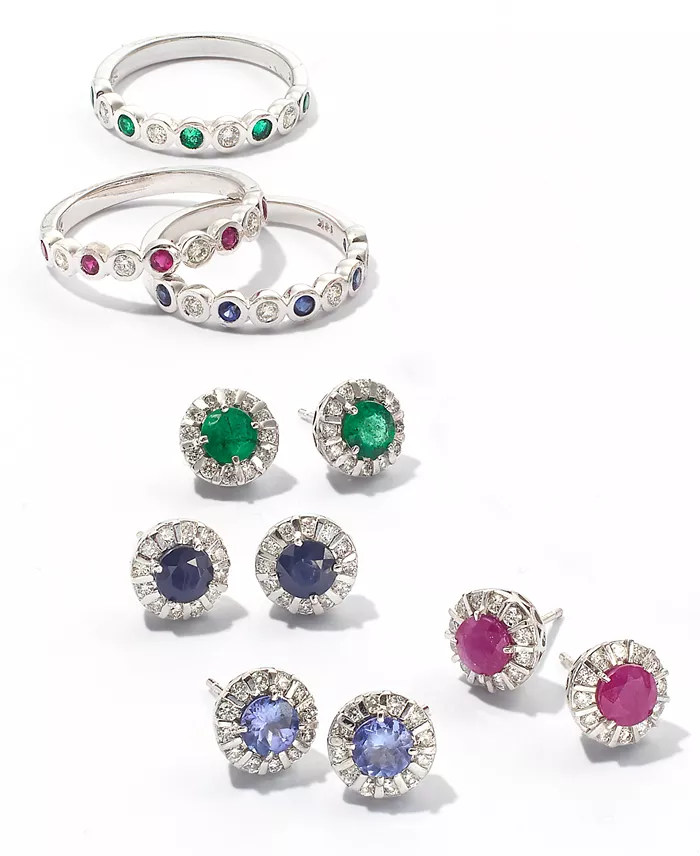 EFFY Collection EFFY® Tanzanite (9/10 Ct. T.w.) & Diamond (1/3 Ct. T.w.) Stud Earrings In 14k White Or Yellow Gold (Also Available In Ruby Emerald & Sapphire) Jewelry & Watches