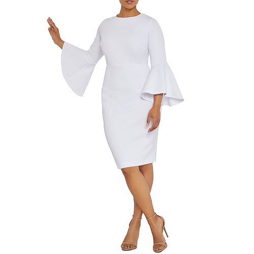 ELOQUII Women's Flare Sleeve Scuba Dress Women's Fashion Shoes & Accessories