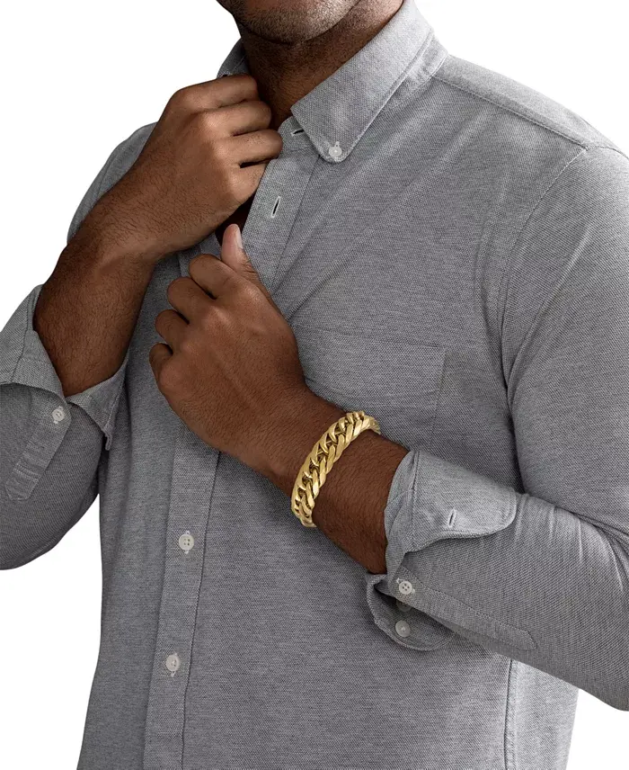 Esquire Men's Jewelry Polished Wide Curb Link Bracelet In Stainless Steel Created For Macy's Jewelry & Watches