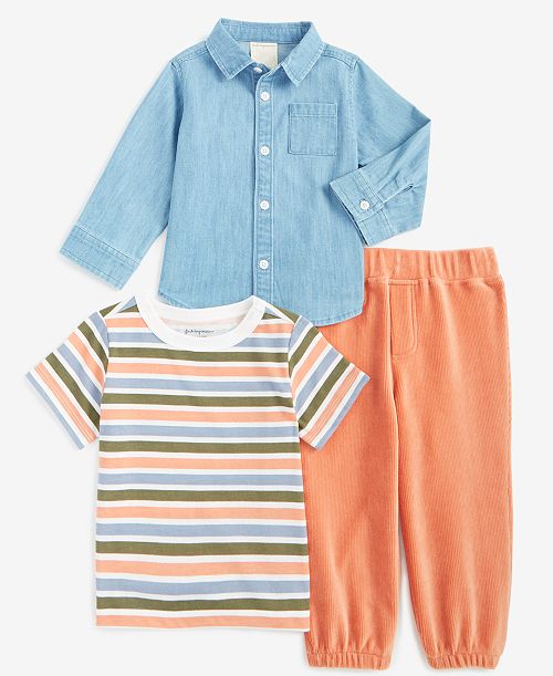 First Impressions First Impression Baby Boys Imagine Stripe Shirt T-Shirt & Pants Set Created for Macy's Kids First Impressions First Impression Baby Boys Imagine Stripe Shirt T-Shirt & Pants Set Created for Macy's Kids